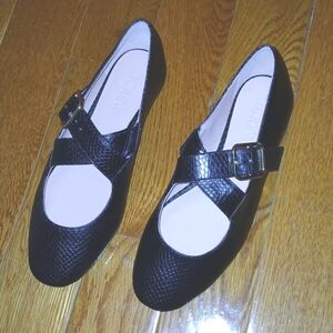 J Crew Logan Crisscross MaryJane Ballet Flats in Snake-embossed Leather